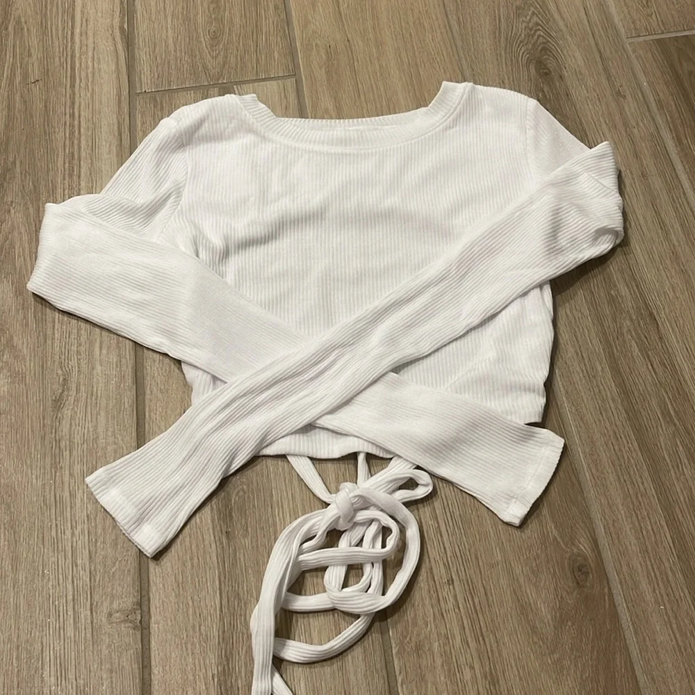 Alo Yoga Ribbed Manifest Long Sleeve shirt top White Sz S - Picture 5 of 8